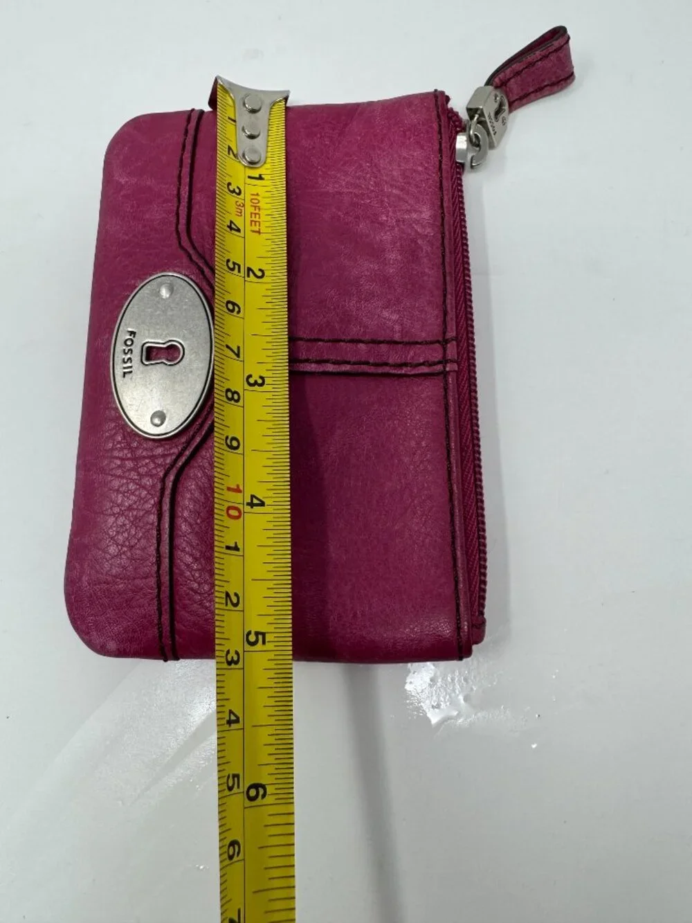 Fossil Magenta Pink Genuine Leather Coin Purse ID Wallet